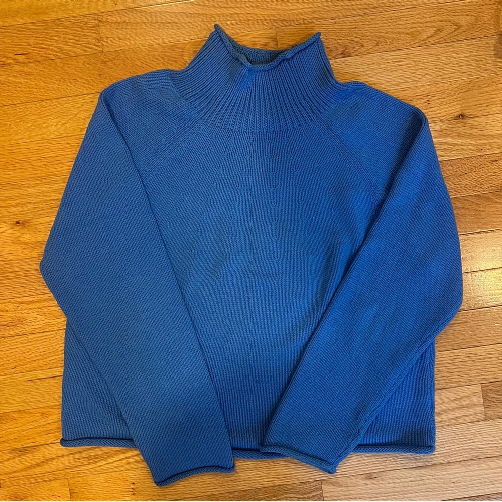 J. Crew 1988 Rollneck Sweater Bright Blue medium - Picture 3 of 5